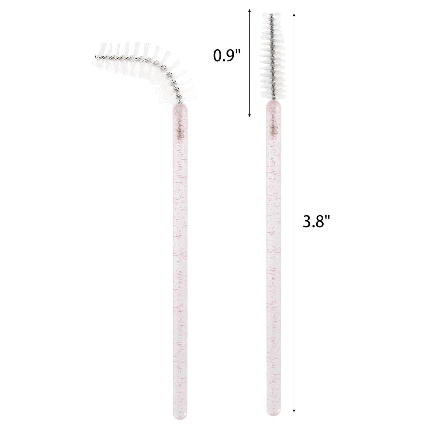 Tbestmax 300 Pcs Disposable Spoolies, Mascara Wand Eyelashes Brushes Applicator for Eyebrow Eye Lash Extension Pink Stick White Head