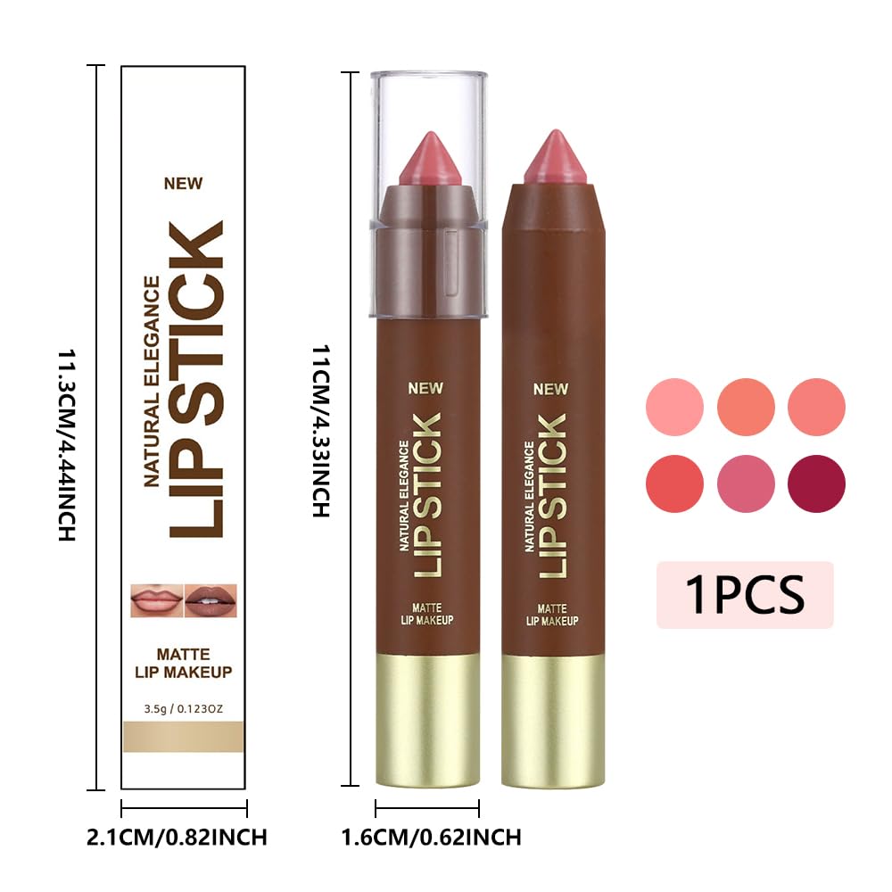 Matte Lipstick Crayon Set for Women, Ruby Red 24 Hour Lipstick Lip Liner Pencil, Neutral Lip Stick Lipliner Long Lasting Waterproof Smudge Proof, Vegan & Cruelty-Free, 04