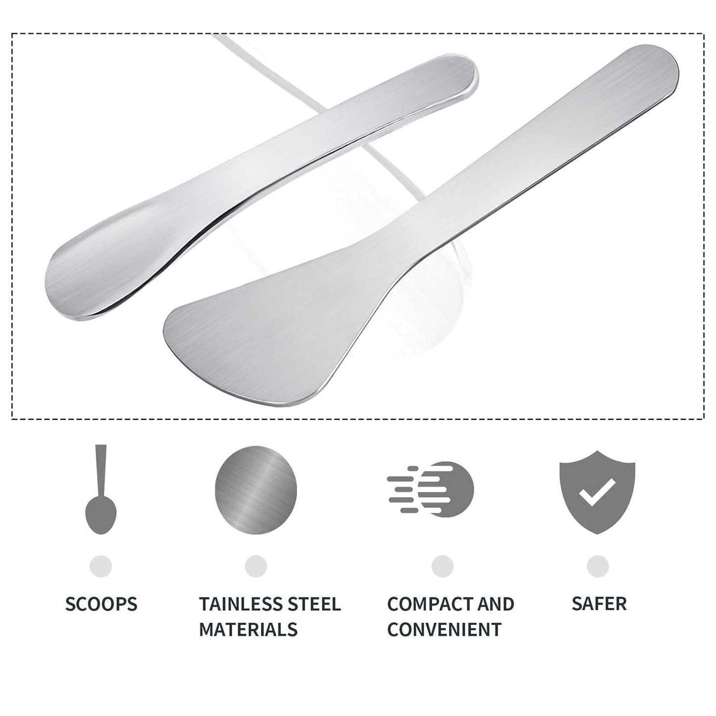 2Pcs Mini Metal Cosmetic Spatulas, Makeup Spatulas, Skincare Spatula, Cream Spatula, Beauty Accessories for Mixing and Sampling Plant Masks, Skin Care Creams, Eye Cream, Essences(Style 3)