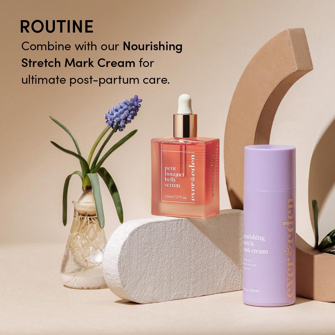 Evereden Petit Bouquet Belly Serum, 1.7 fl oz. | Clean & Vegan Women's Belly Oil for Pregnancy and Postpartum Maternity Skincare | Non-Toxic Stretch Mark Oil