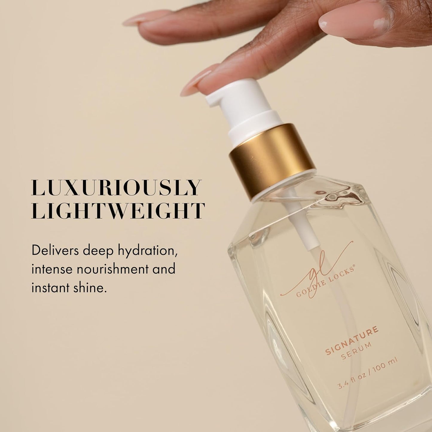 Goldie Locks Signature Hair Serum - Anti-Frizz and Humidity Control - Lightweight Shine Enhancer - Safe for Extensions and Color-Treated Hair - Protein-Free - 3.4 fl oz