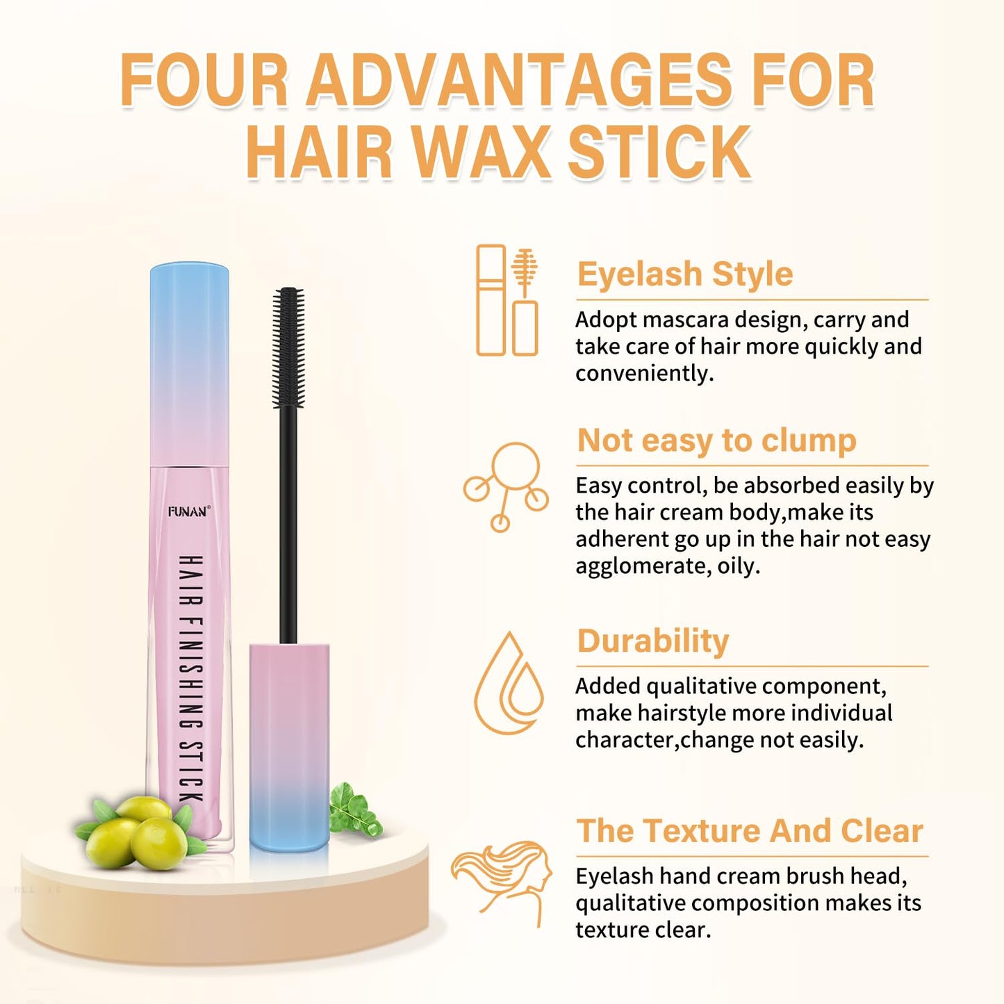 7Pcs Hair Wax Set for Non-Greasy Styling - Includes Wax Sticks, Finishing Sticks, Styling Combs, and Elastic Bands