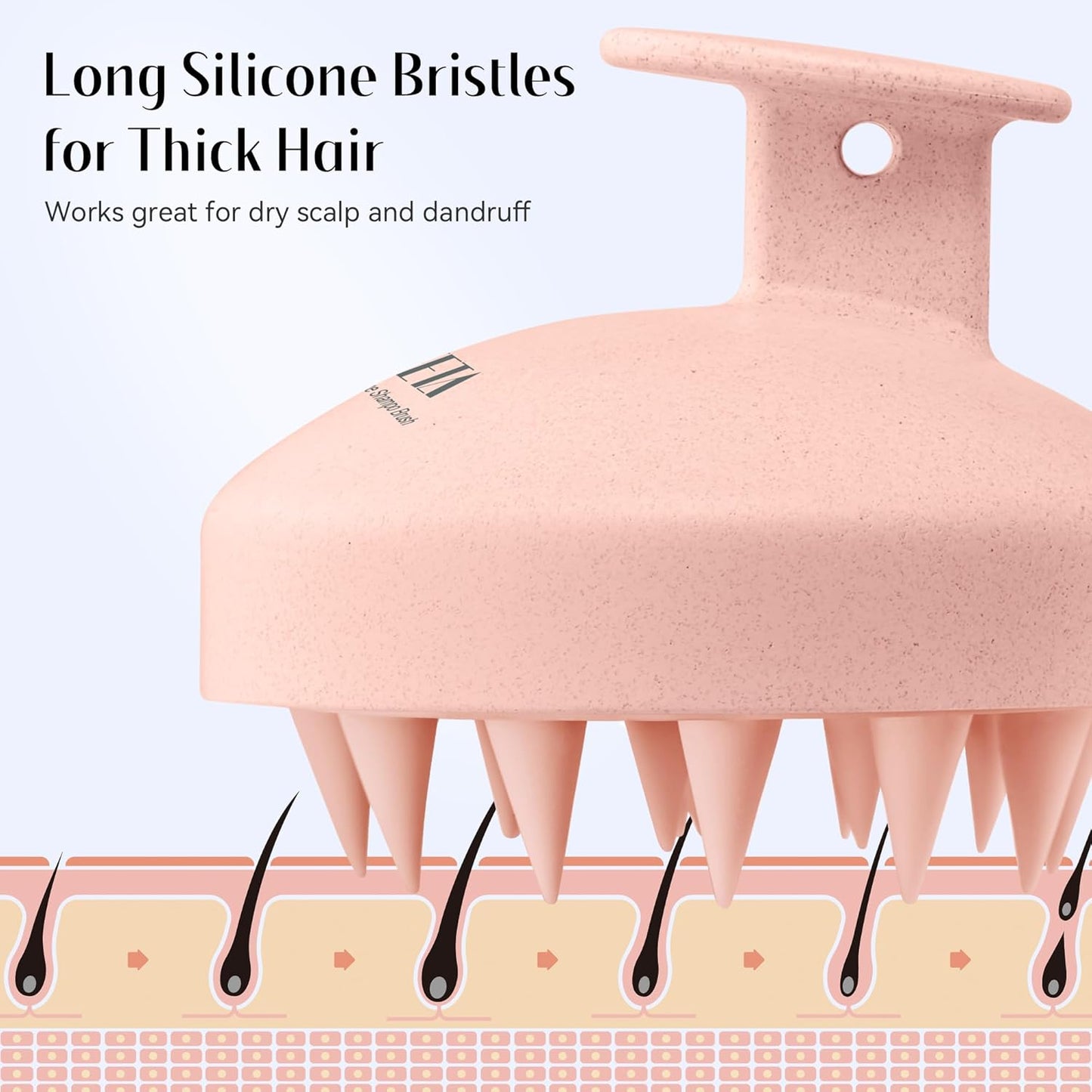 HEETA Scalp Scrubber Shampoo Brush, Scalp Massager Tool for Hair Growth, Soft Silicone Bristles for Dandruff Removal Wet Dry Use Women Men Kids Pet, Fit All Hair Types Care, Pink