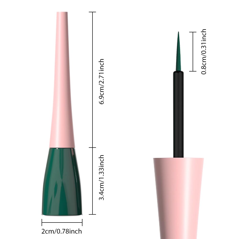 evpct 1Pcs Dark Green Liquid Eyeliner Waterproof Dark Green Eye Liners for Women, Eyes Wing Eyeliner Stamps Shapes Colored Eyeliner delineador de ojos a prueba de agua contra el agua blanco para ojos