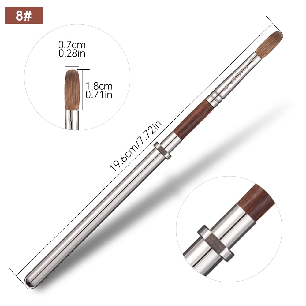 KADS Acrylic Nail Brush with Penholder Nail Brush for Acrylic Application-Oval Shaped Powder Nail Design Tools for Professional Manicure DIY Home Salon (2#+8#+14#)