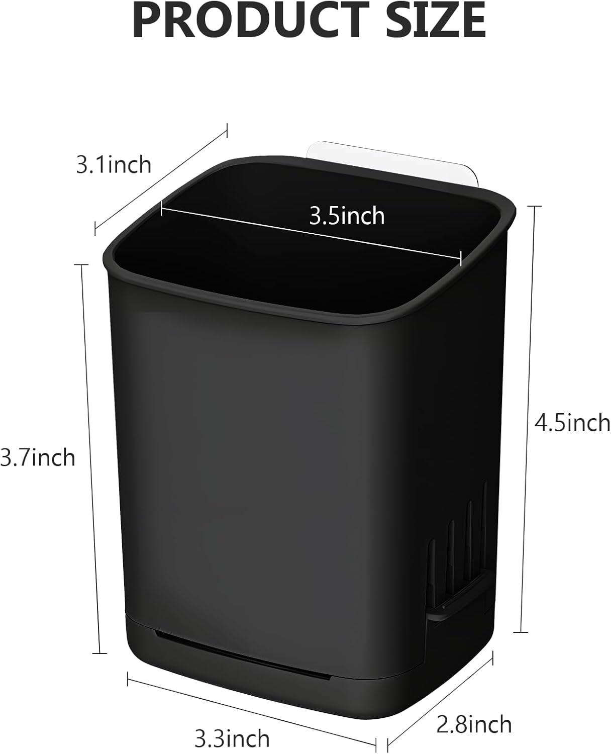 Toothbrush Holder Cup Wall Mounted Drill-Free for Bathroom Shower Electric Toothbrush Toothpaste Razor Holder Removable Waterproof Sturdy Self Draining, Tableware Holder for Kitchen(1pcs&Black)