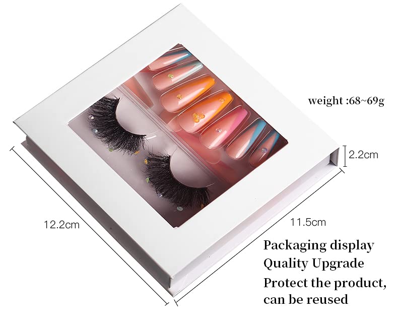 HBZGTLAD 3 in1 color eyeline Press On Nail with Eyelash Packing Boxes Set Package Pink White DIY Lashes and Nail Suit Box 1set… (SET-58)