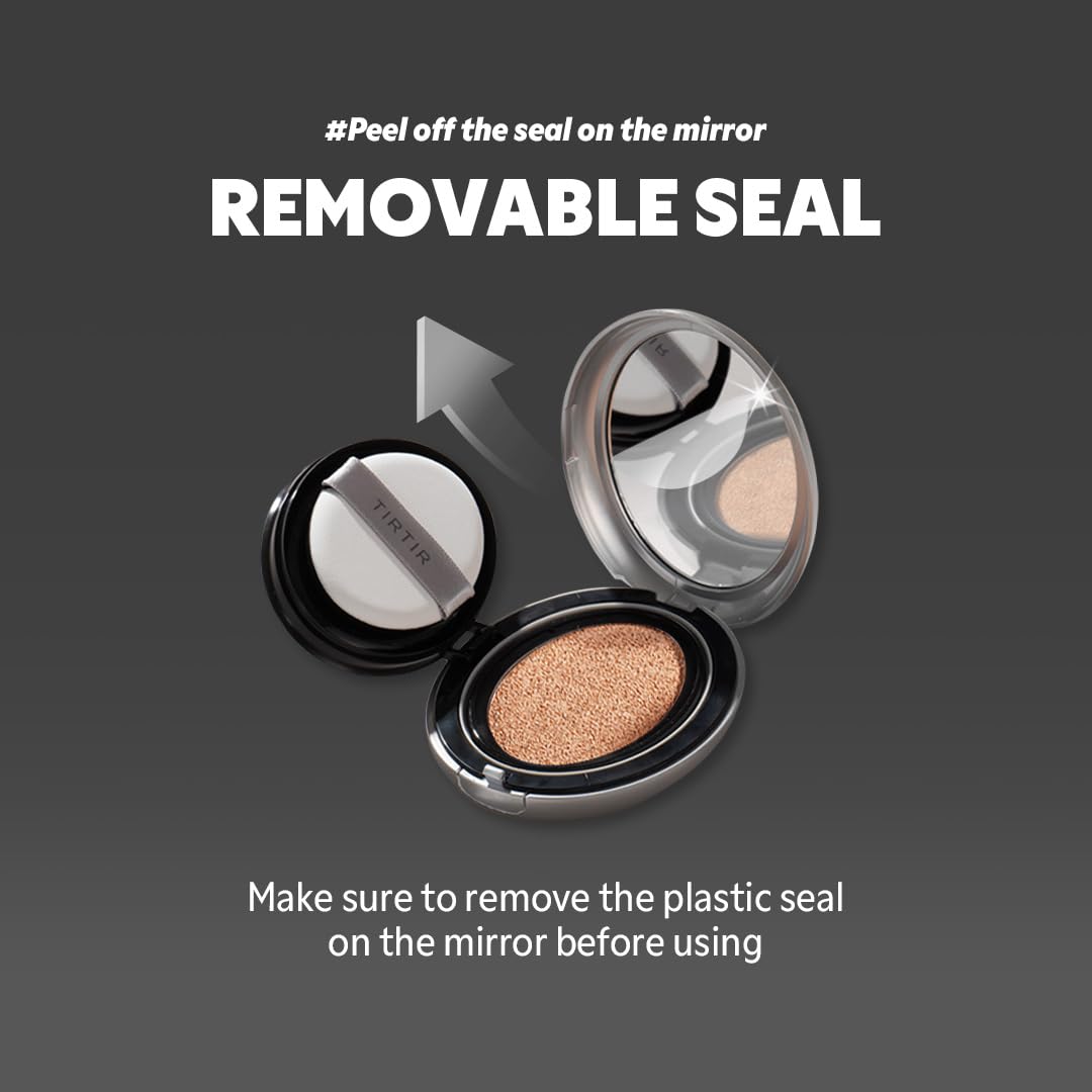 TIRTIR Mask Fit Aura Silver Cushion Foundation | Semi-glow Finish, Natural Coverage, Moisturizing, Lightweight, Korean cushion foundation (#33N Macchiato, Full Size, 0.63 Fl Oz)