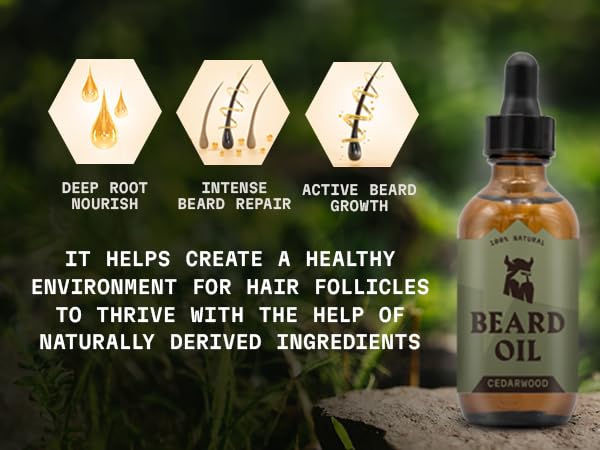 Striking Viking Beard Oil for Men - 2 Fl Oz, Cedarwood Scent - Beard Growth & Conditioning with Argan, Almond Plus Tea Tree Oil & Jojoba Oil for Beard Growth - Softener & Moisturizer