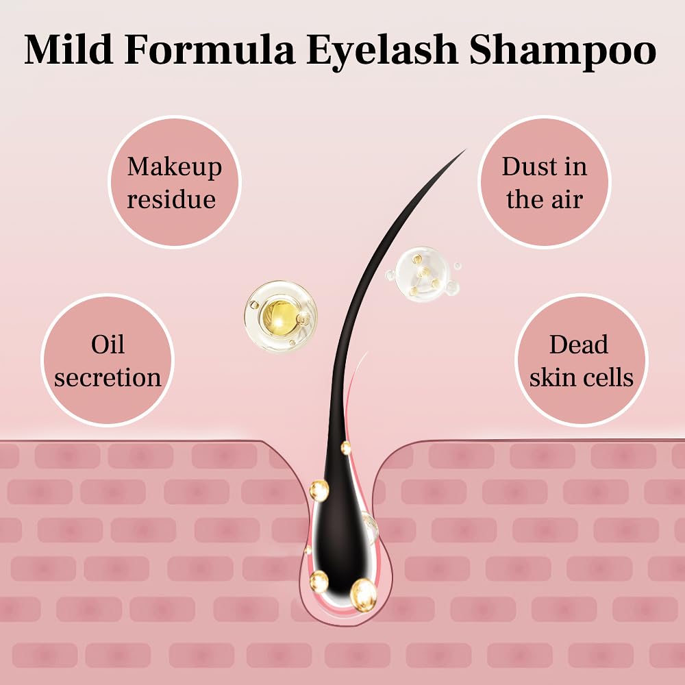 Lash Shampoo 34fl.oz/1L, Eyelash Shampoo for Lash Extension, Eyelash Extension Cleanser, Lash Eyelid Foam Cleaning Kit for Salon Use and Home Use