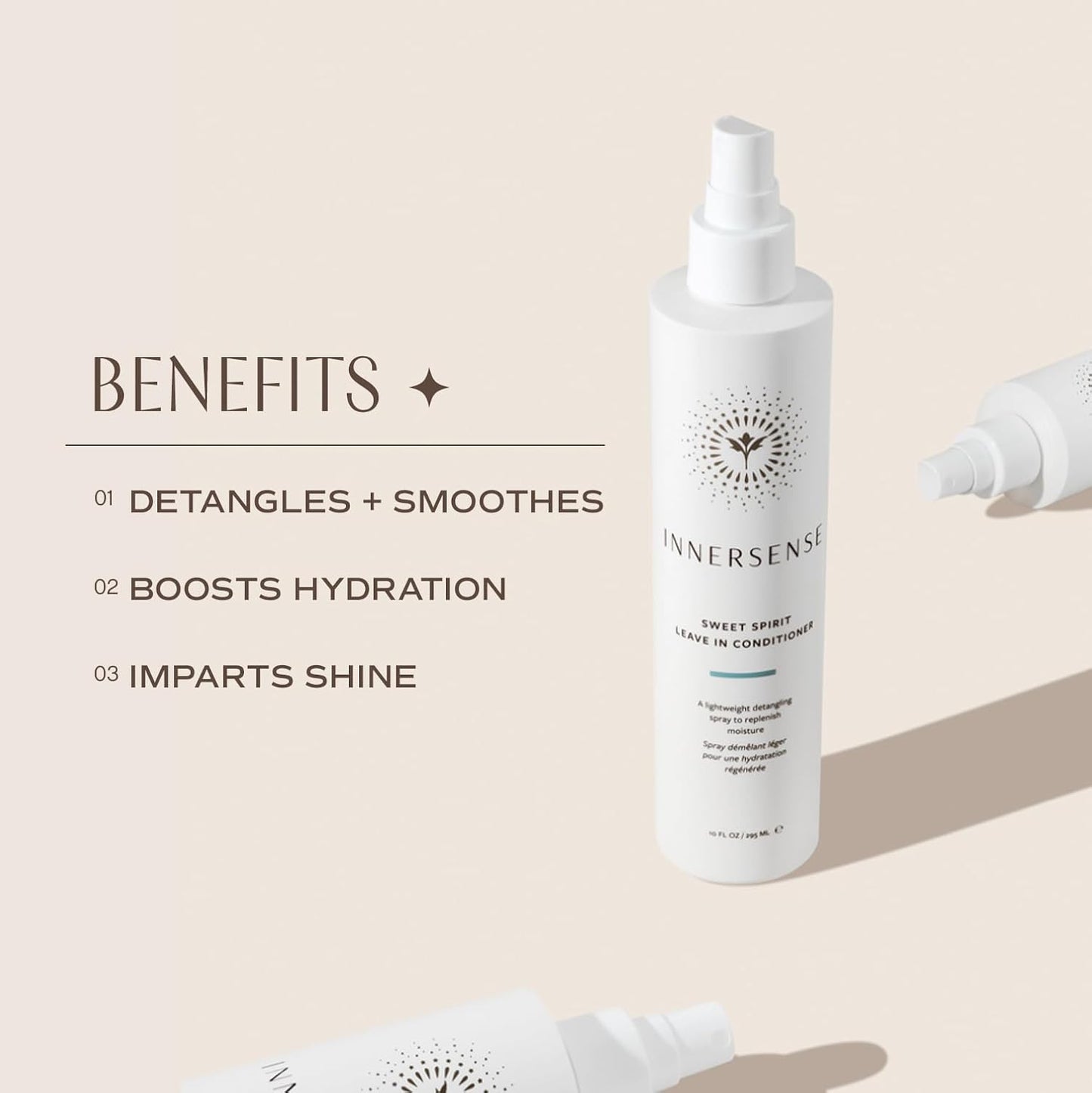 INNERSENSE Organic Beauty - Natural Sweet Spirit Leave-In Conditioner | Non-Toxic, Cruelty-Free, Clean Haircare (Full Size, 10 fl oz | 295 ml)