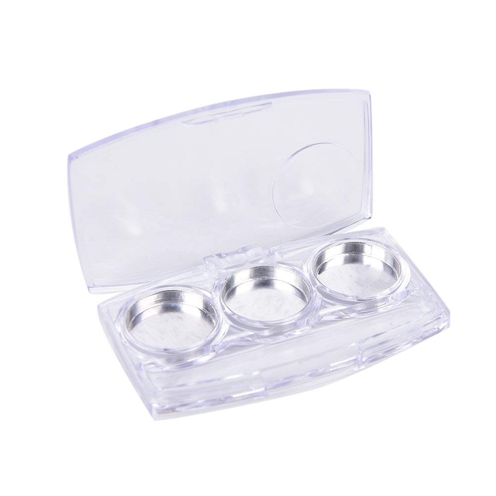 10 Pcs Clear Empty Eyeshadow Palette Plastic Eyeshadow Storage Box Case with 3 Grids Palettes Lipstick Box Pigment Palette Tray Plastic Cosmetics Container Box DIY Makeup Powder Sample Box