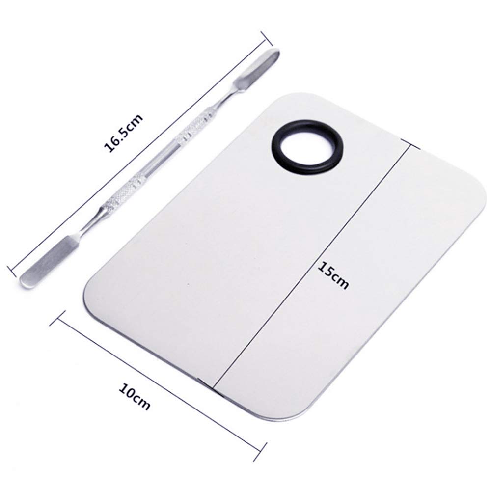 Professional Pro Stainless Steel Makeup Palette, Professional Cosmetic Mixing Makeup Palette Spatula Makeup Artist Tool, 1.0 Count