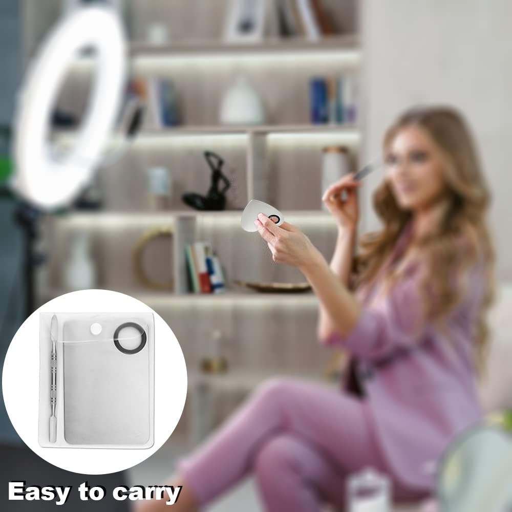 4 Pack Makeup Mixing Palette with Spatula, Stainless Steel Cosmetic Palette, Makeup Foundation Mixing Palette, Makeup Metal Mixing Tray for Makeup Nail Art Accessories