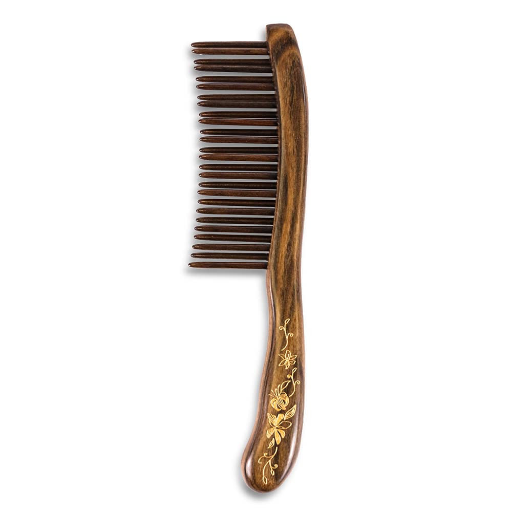 Wooden Hair Comb Wide-tooth Inserted Teeth for Women Curly Hair (CQCGB0302)