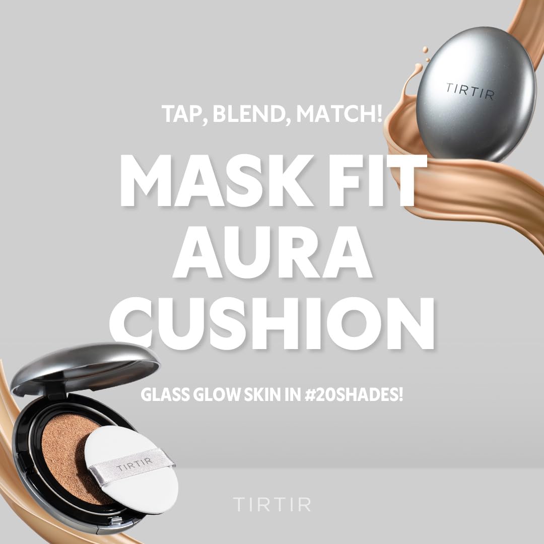 [*Mini Size*] TIRTIR Aura Glow Silver Cushion | Korean Cushion Foundation, (#17C Porcelain, 0.15 Fl Oz)