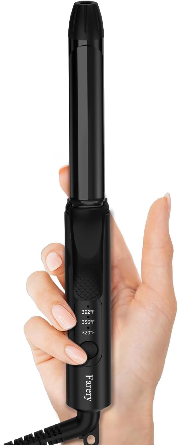 Mini Curling Iron Dual Voltage, 3/4 Inch Travel Curling Iron with 3 Adjustable Temperature, Ceramic Mini Hair Curler with Argan Oil & Keratin Infused, Travel Size Curling Wand with Storage Bag