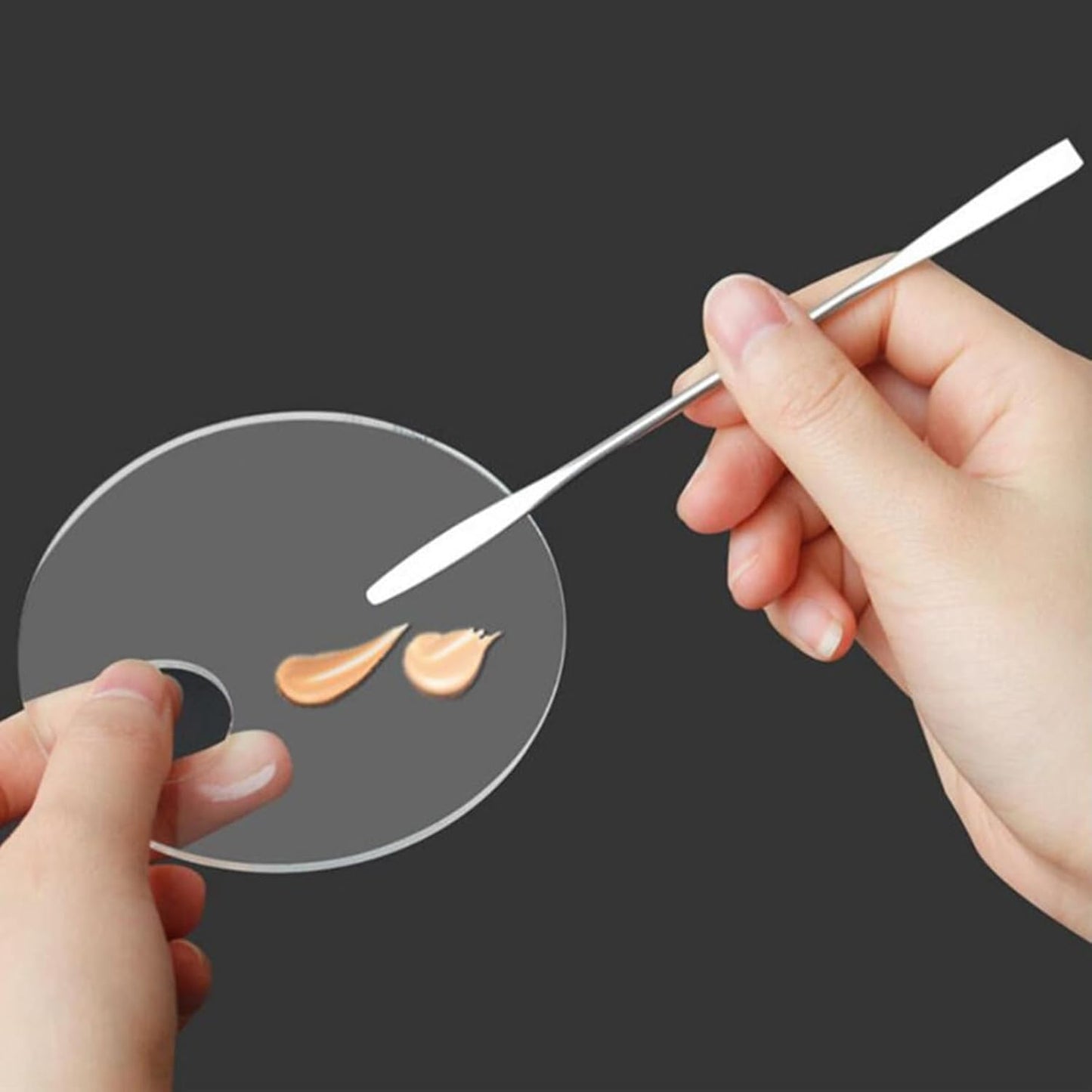 2 Pcs Acrylic Makeup Palette Makeup Mixing Tray with Makeup Spatula for Beauty Salon Color Cream Liquid Foundation Mixing Palette (Rectangular)