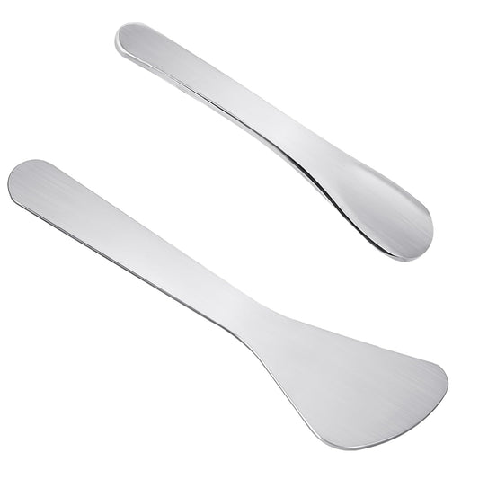 2Pcs Mini Metal Cosmetic Spatulas, Makeup Spatulas, Skincare Spatula, Cream Spatula, Beauty Accessories for Mixing and Sampling Plant Masks, Skin Care Creams, Eye Cream, Essences(Style 3)