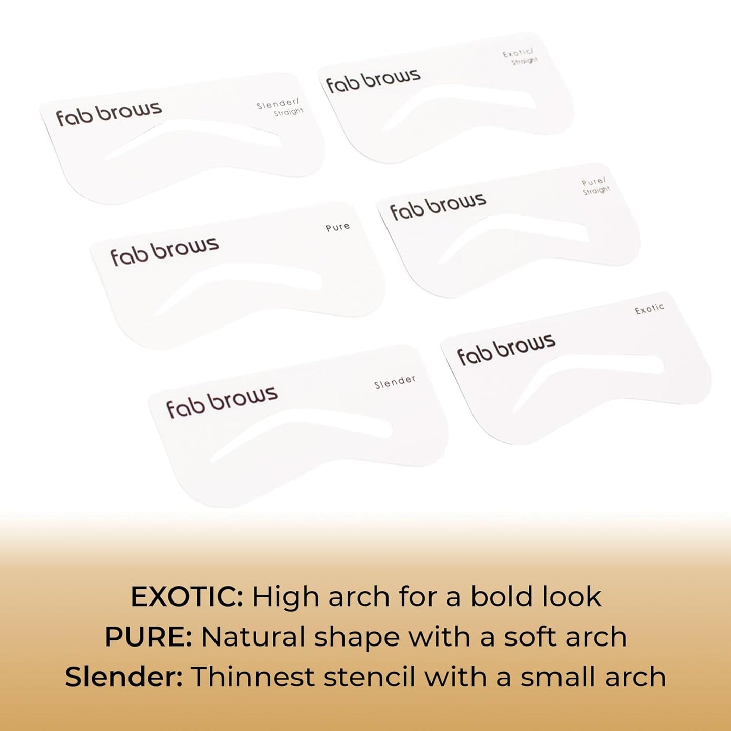 Lux Eyebrow Stencils | Easy Eyebrow Shaper Stencil | Thinner Design | 6 Natural Brow Shapes | Fits All Faces & Sizes | Eyebrow Stencil Kit for Beginners & Professionals | Stencils Only