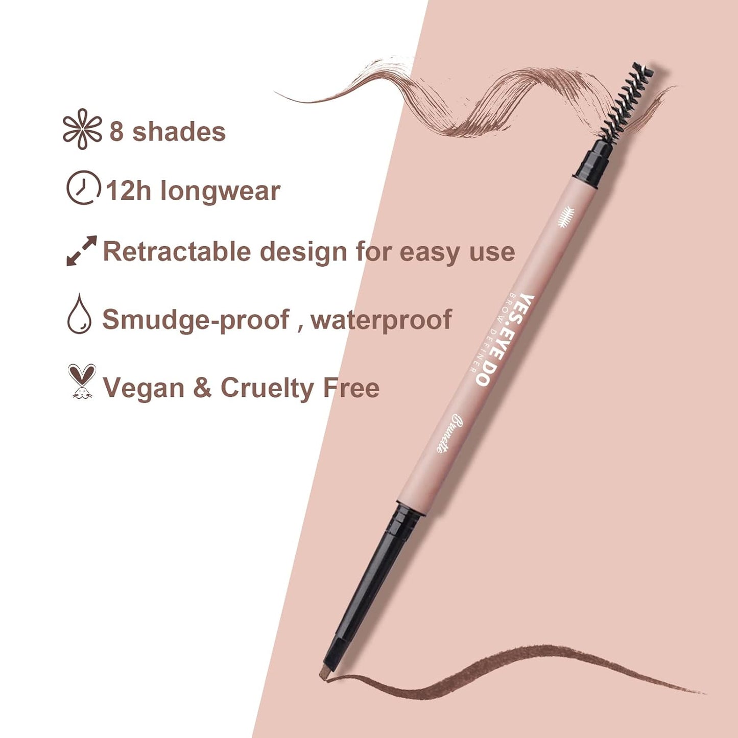 Black Eyebrow Pencil, Soft Black Eyebrow Pen with Hair Like Stroke, Ultra Slim Eye Brow Pencil for Natural-Looking Brows,Waterproof, Black YES.EYE DO