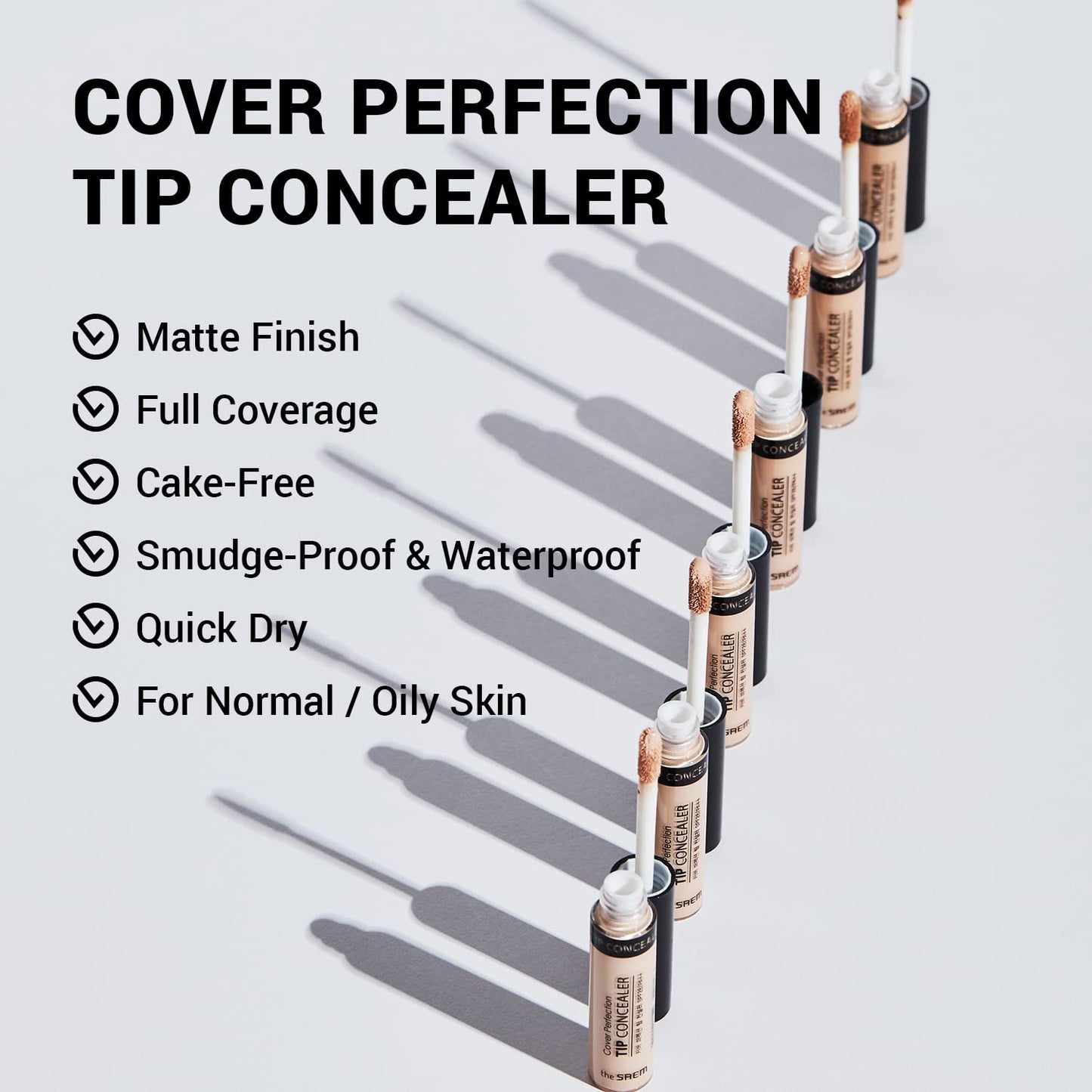 [the SAEM] Cover Perfection Tip Concealer 6.5g (# Contour Beige) - Countouring Conealer, Hairline & Sides of Nose & Cheek Bones