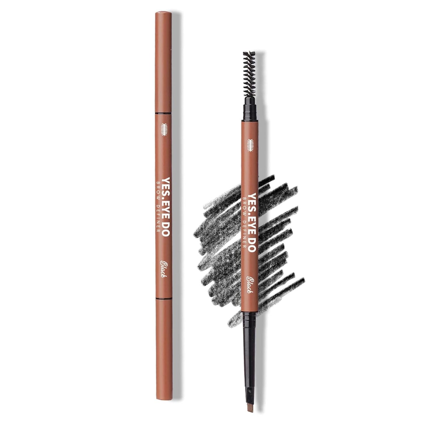 Black Eyebrow Pencil, Waterproof Longlasting Brow Pen, Mechanical Dual-ended Micro Eye Brow Makeup Pen with Brush for Brows Filling & Sculpting, Black YES.EYE DO