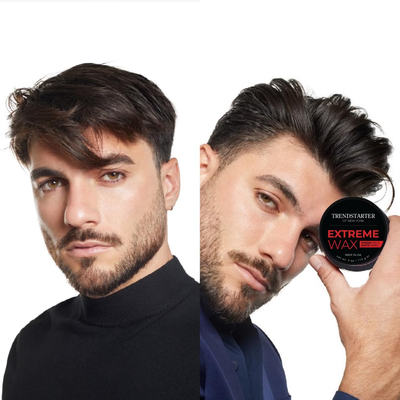 TRENDSTARTER - EXTREME (4oz) (PACK of 2) - Strong Matte Finish - Premium Water Based Flake-Free Styling Pomade for All Hair Types - All-Day Hold