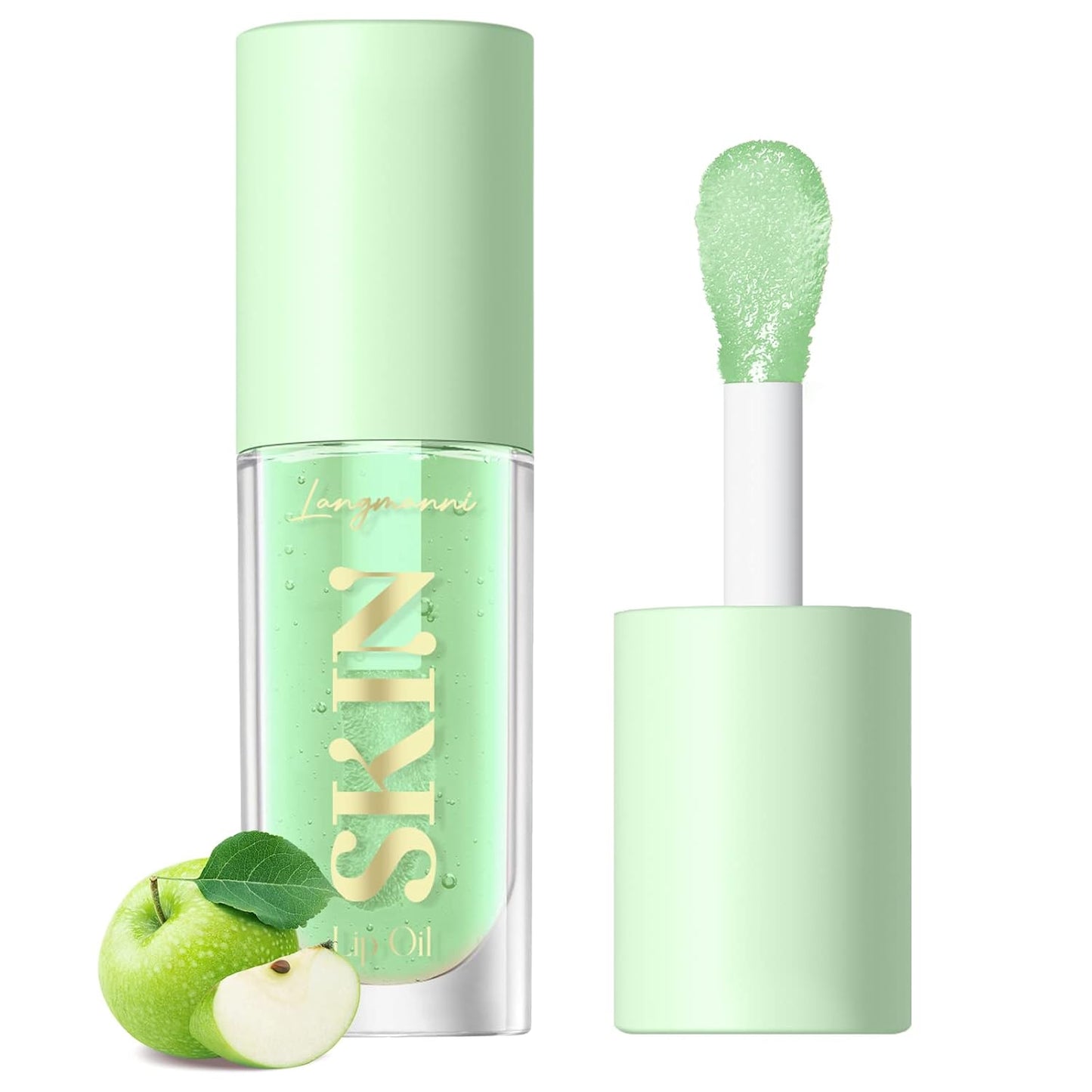 LANGMANNI Moisturizing Lip Oil,No-Sticky Lip Gloss Lip Balm Lip Care,Fruit Flavoured Lip Oil For Dry Lip's Moisturizing Hydrating And Nourishing ((Green Apple))