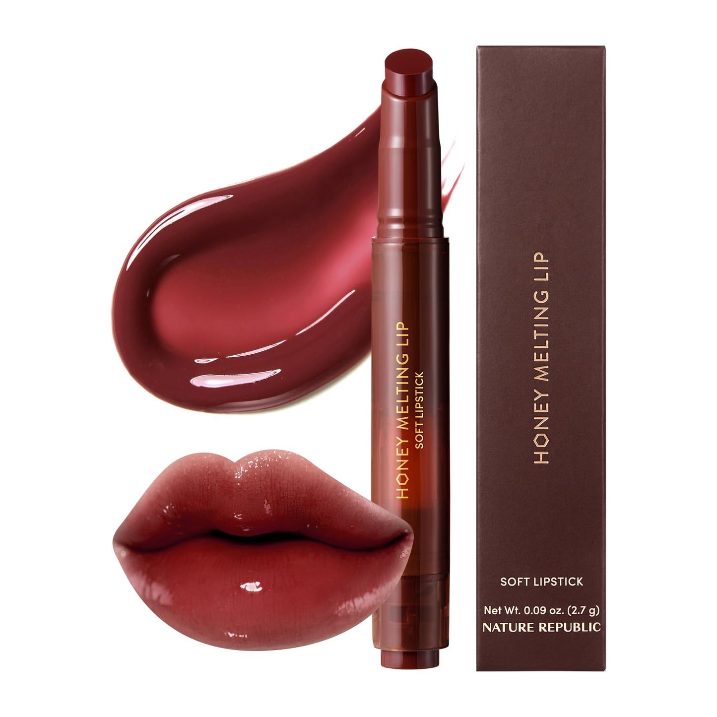 Nature Republic HONEY MELTING LIP PLUMPING (22 BERRY CHILL) SOFT LIP STICK, Hydrating Gloss, Moisturizing balms, Volumizing formula & Sheer tint, Glowy Finish, korean make up