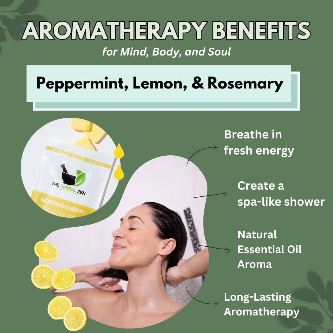 Morning Energy Shower Steamers Aromatherapy with Peppermint and Lemon Essential Oils Shower Bomb Aromatherapy, Spa Day Gifts, Self Care Gift, Birthday Gifts for Women and Men, Mothers Day Gift