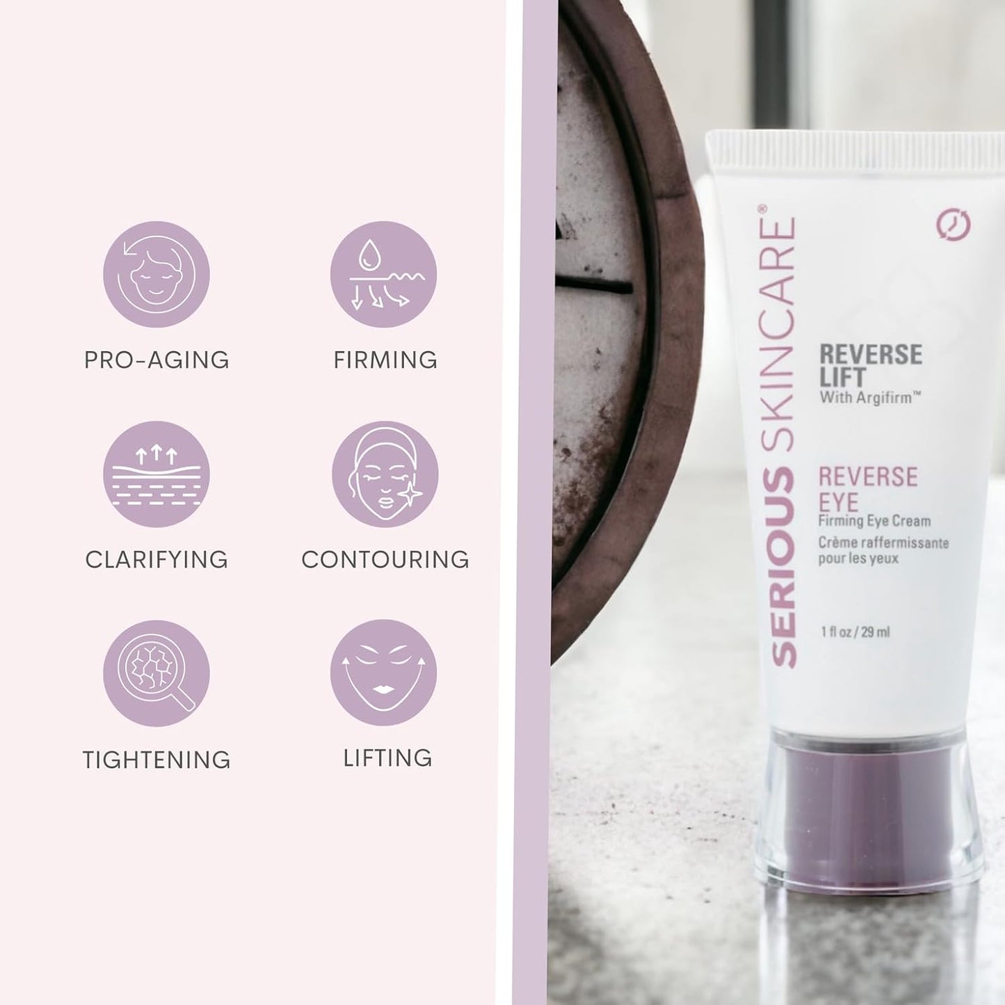 Serious Skincare - Reverse Lift Eye Cream Moisturizer with Peptides, Bladderwrack Seaweed - Skin Firming and Lifting Wrinkle Formula - Women, Men - Temporarily Lift & Firm Eye Area - 1 oz.