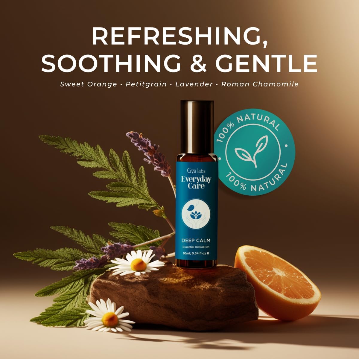 Gya Labs Deep Calm Essential Oil Roll on - Relaxing Gifts for Women, 100% Pure Natural Calming Oil, Chamomile & Lavender Aromatherapy Blend, Travel Size (0.34 Fl Oz)