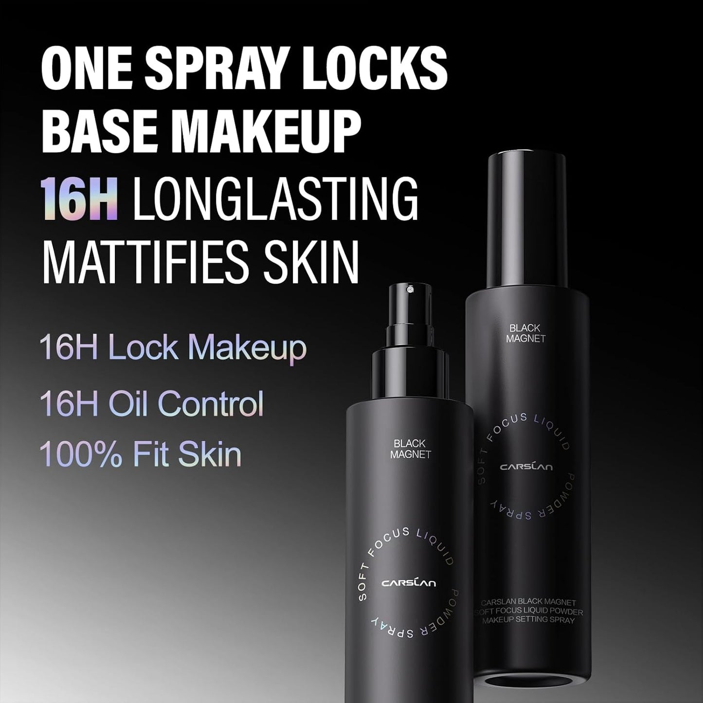 1.0 Soft Focus Setting Powder + Black Magnet Setting Spray, All Day Longlasting Makeup Set