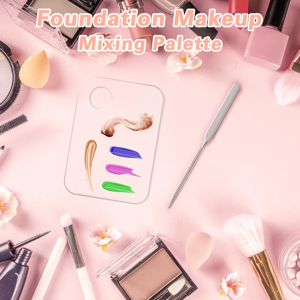 Acrylic Cosmetic Makeup Palette, 3PCS Makeup Mixing Palette With Spatula Makeup Artist Tool, Professional Cosmetic Mixing Makeup Palette For Mixing Eye Shadow/Eyelash/Nail Art/Foundation