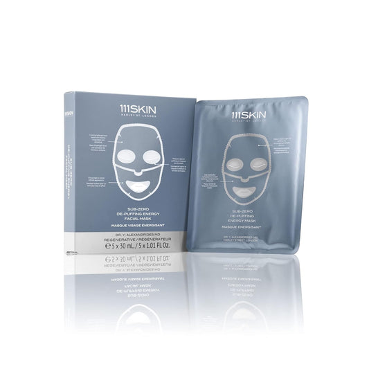 111SKIN Cryo De-Puffing Energy Facial Mask - Fragrance Free - Tighten, De-Puff & Refresh - Peptides & Caffeine - Set of 5 (1 oz each) - Depuffing Face Mask