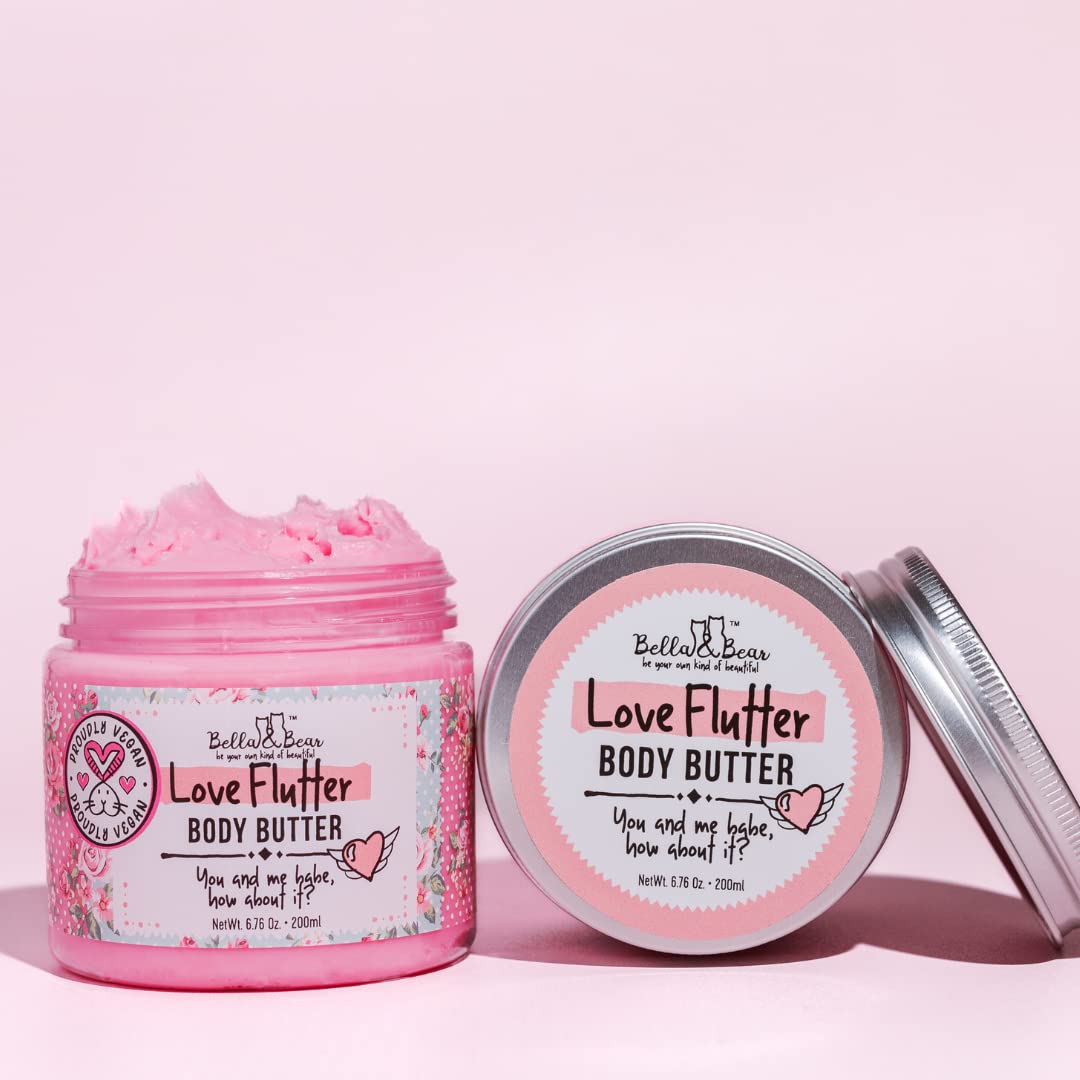 Bella and Bear Love Flutter Body Butter, Hydrating Formula, Soften & Prevent Scars, Stretch Mark Cream, 6.7oz x 12 Bulk