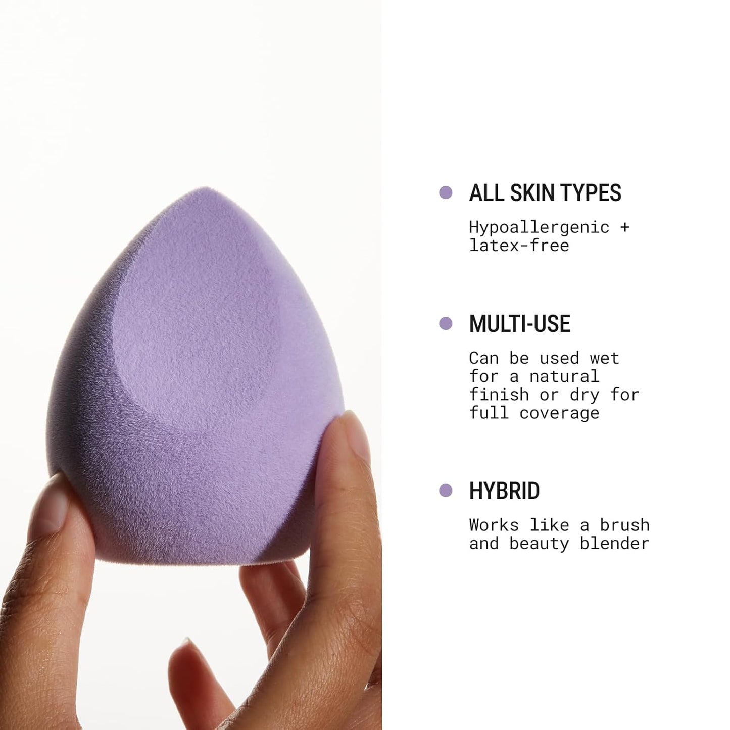 JUNO & Co. Microfiber Makeup Sponge, Dual Layer Technology for Full Coverage Flawless Makeup Blender for Foundation, Powder and Cream (Lavender Style and Purple Color)
