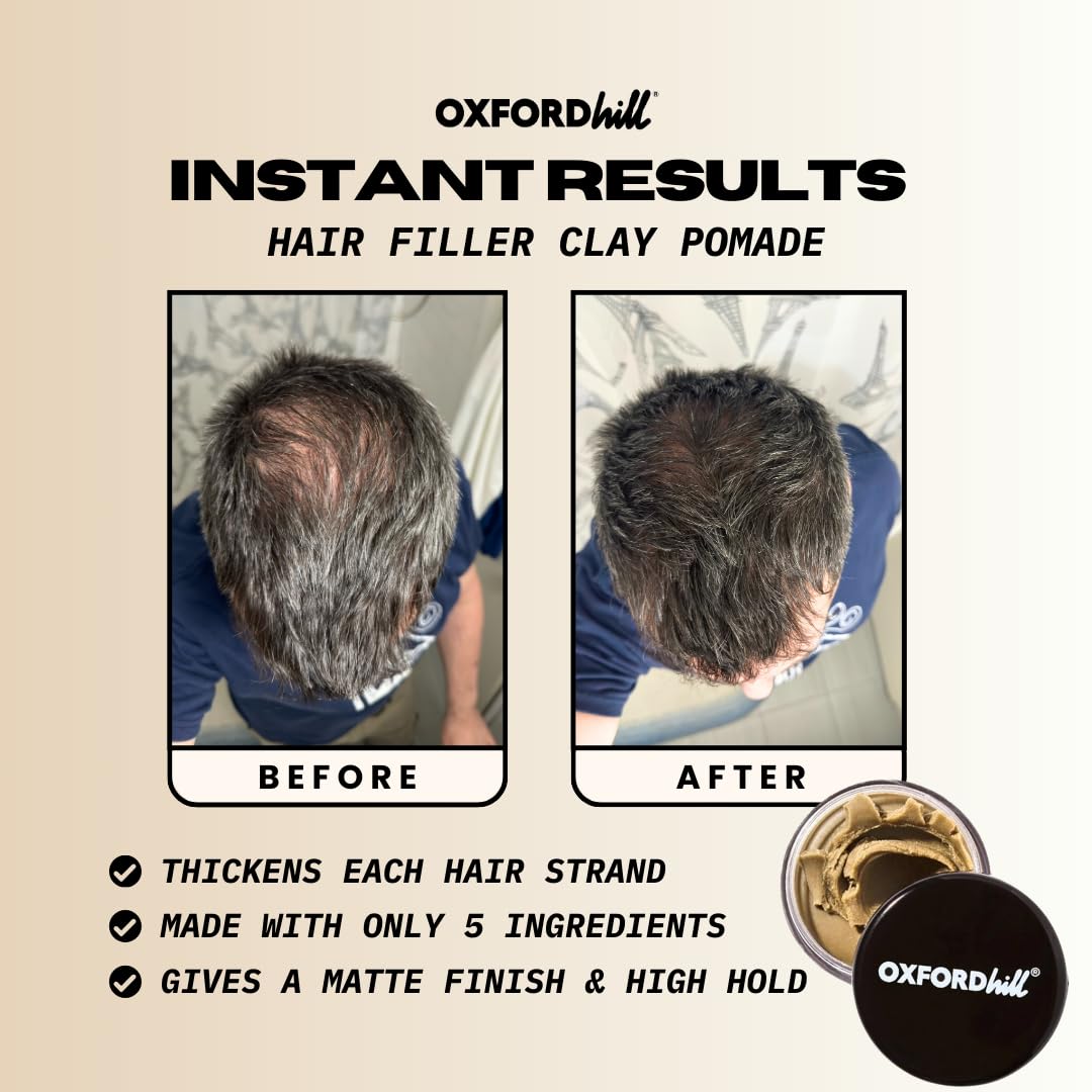 Texture Clay Pomade - Premium Matte Finish Hair Clay for Men - Five-Ingredient 100% all Natural and Organic Pomade for Hair and Scalp Health - All Day Strong Hold, High Volume