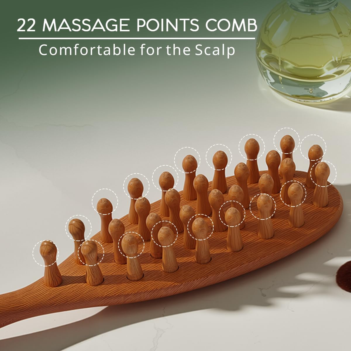 Wooden Scalp Massage Comb - Sandalwood Head Massager Tool, Gua Sha Brush for Women Men Hair Growth