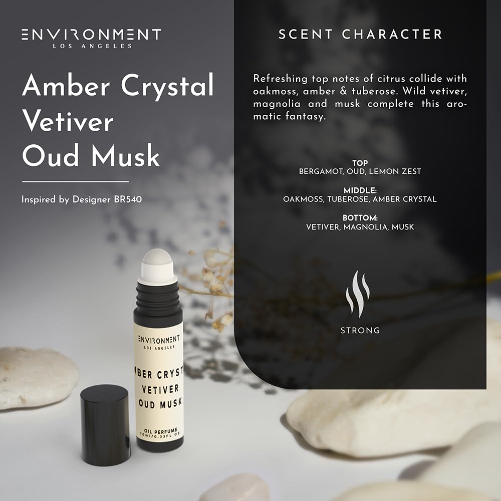Environment Inspired by Designer Perfume BR540 10ml Roll-on Perfume (Amber Crystal | Vetiver | Oud Musk) Body Oil Fragrance, Roll On Oil, Body Fragrance for Women & Men, Luxury Scents, Cruelty-Free