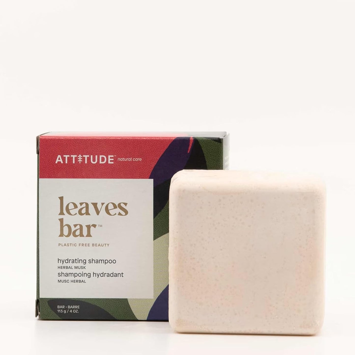 ATTITUDE Hydrating Shampoo Bar, Natural Origin, Ideal for Dry, Damaged Hair, Castor Oil, EWG Verified & Clean ingredients, Vegan, Herbal Musk, 4 Oz