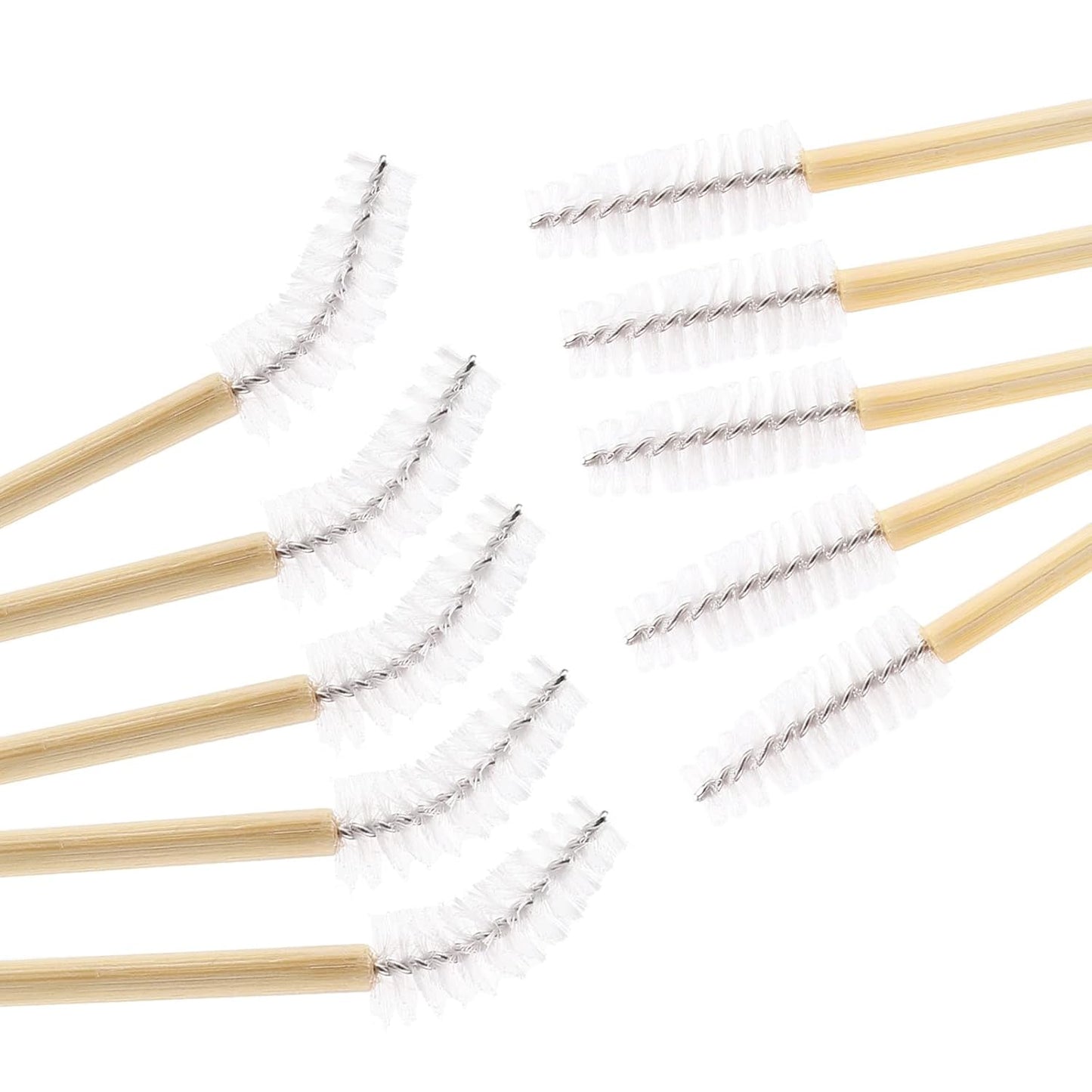 Tbestmax 150 Disposable Mascara Wands Eyelash Brush Spoolies for Eye Lash Extension Eyebrow Bamboo Stick White