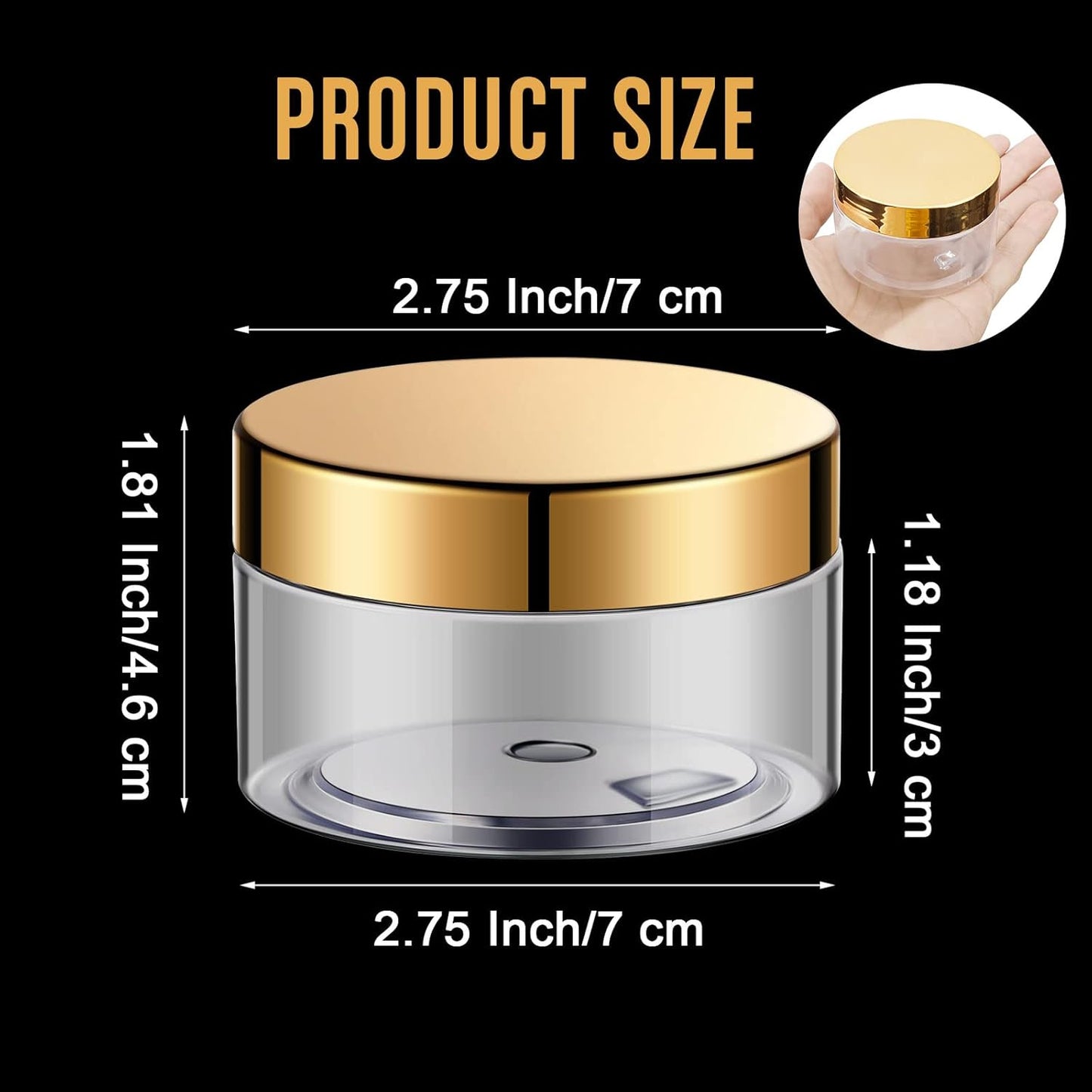 Patelai 4 Pieces Round Wide-mouth Leak Proof Plastic Container Jars with Lids for Travel Storage Makeup Beauty Products Face Creams Oils Salves Ointments DIY Making(4 Ounce,Gold)