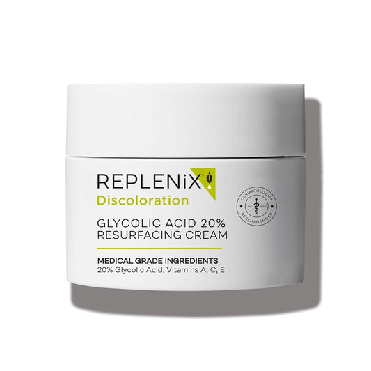 Replenix Glycolic Acid 20% Resurfacing Cream, Hydrating & Lightweight Medical-Grade Exfoliating Face Moisturizer for Skin Discoloration (1.7 oz)