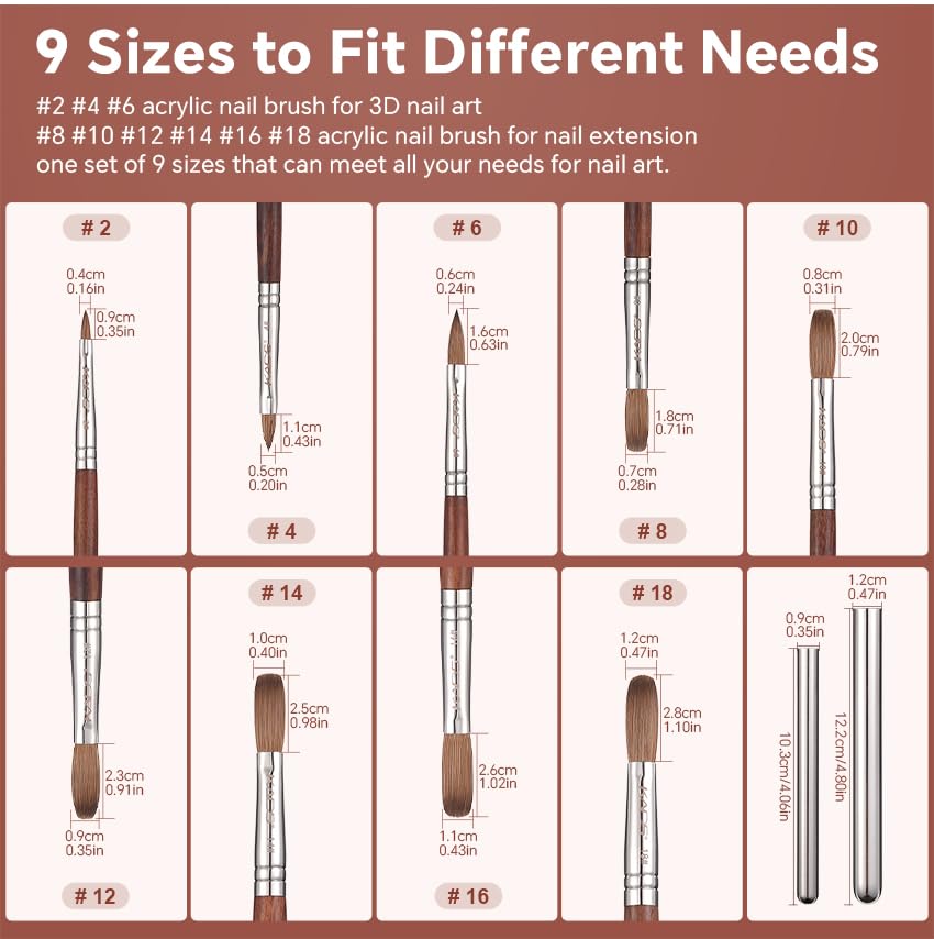 KADS Acrylic Nail Brush with Penholder Nail Brush for Acrylic Application-Oval Shaped Powder Nail Design Tools for Professional Manicure DIY Home Salon (4#)