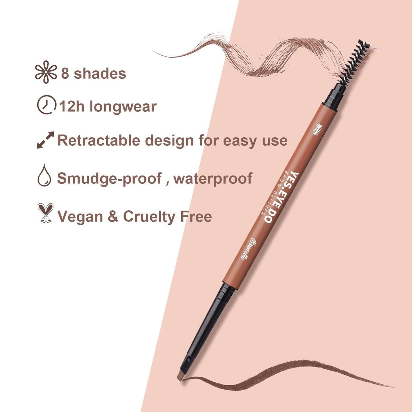 Taupe Eyebrow Pen, Waterproof Longlasting Eyebrow Pencil, Dual Side Retractable Brow Pen for Brows Defining Sculpting, No Residue and Sweat-proof,Taupe YES.EYE DO