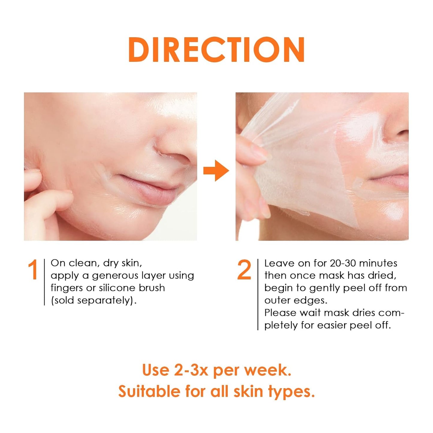 Peel Off Face Mask Vitamin C Peel Off Masks, Blackhead Mask Orange Peeling Lotion Gentle Exfoliating Blackhead Remover Poreless Deep Cleanse Purifying Hand Masks for Face Arms Neck Gifts 3.4 FLOZ