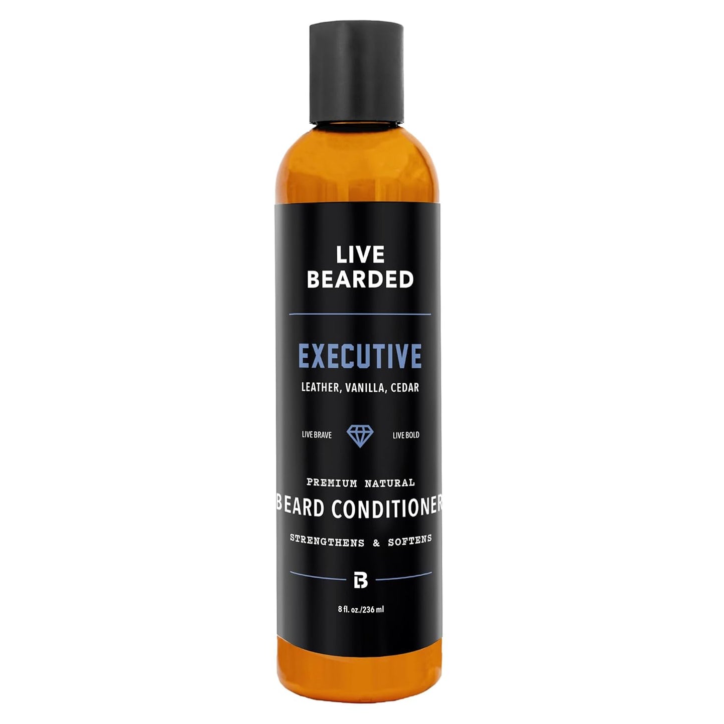 Live Bearded Beard Conditioner, 8 fl oz - Strengthens and Softens Facial Hair - Made in the USA - All-Natural Ingredients with Biotin, Caffeine | Executive Scent - Cedar, Vanilla