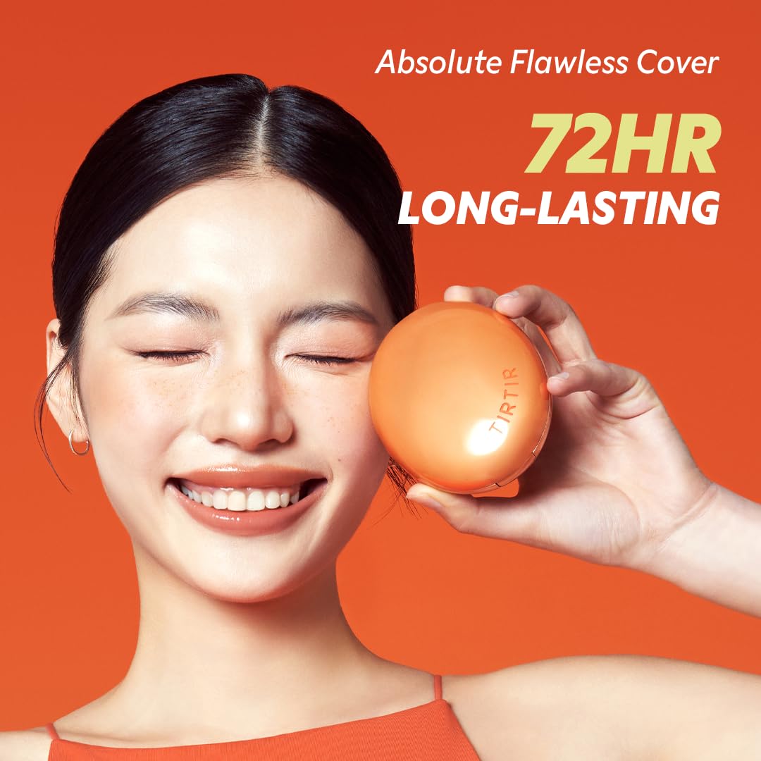 [*Mini Size*] TIRTIR Mask Fit Ai Filter Cushion Foundation | AI-Like Semi-Matte Finish - Up to 72-Hour Medium to Full Coverage Korean BB Cushion Make up Beauty, #39W Caramel, 0.15 Fl Oz
